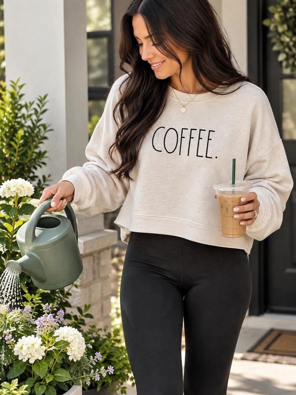 So cute!!! Rae Dunn Coffee Script Cropped Sweatshirt Cream Medium